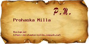 Prohaska Milla névjegykártya